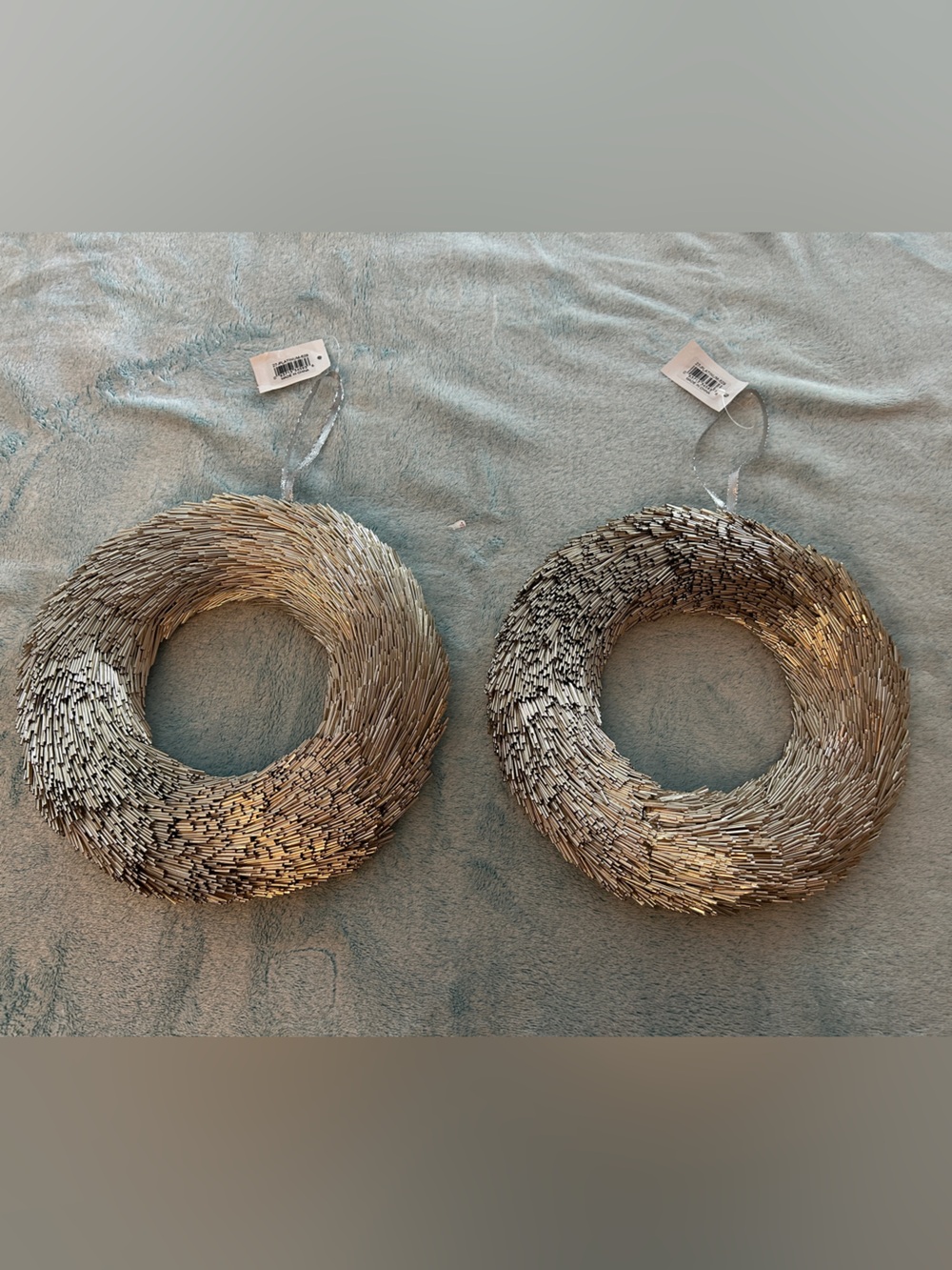 Metallic platinum Gold and Silver Decorative Wall Wreath - set of 2 NWT